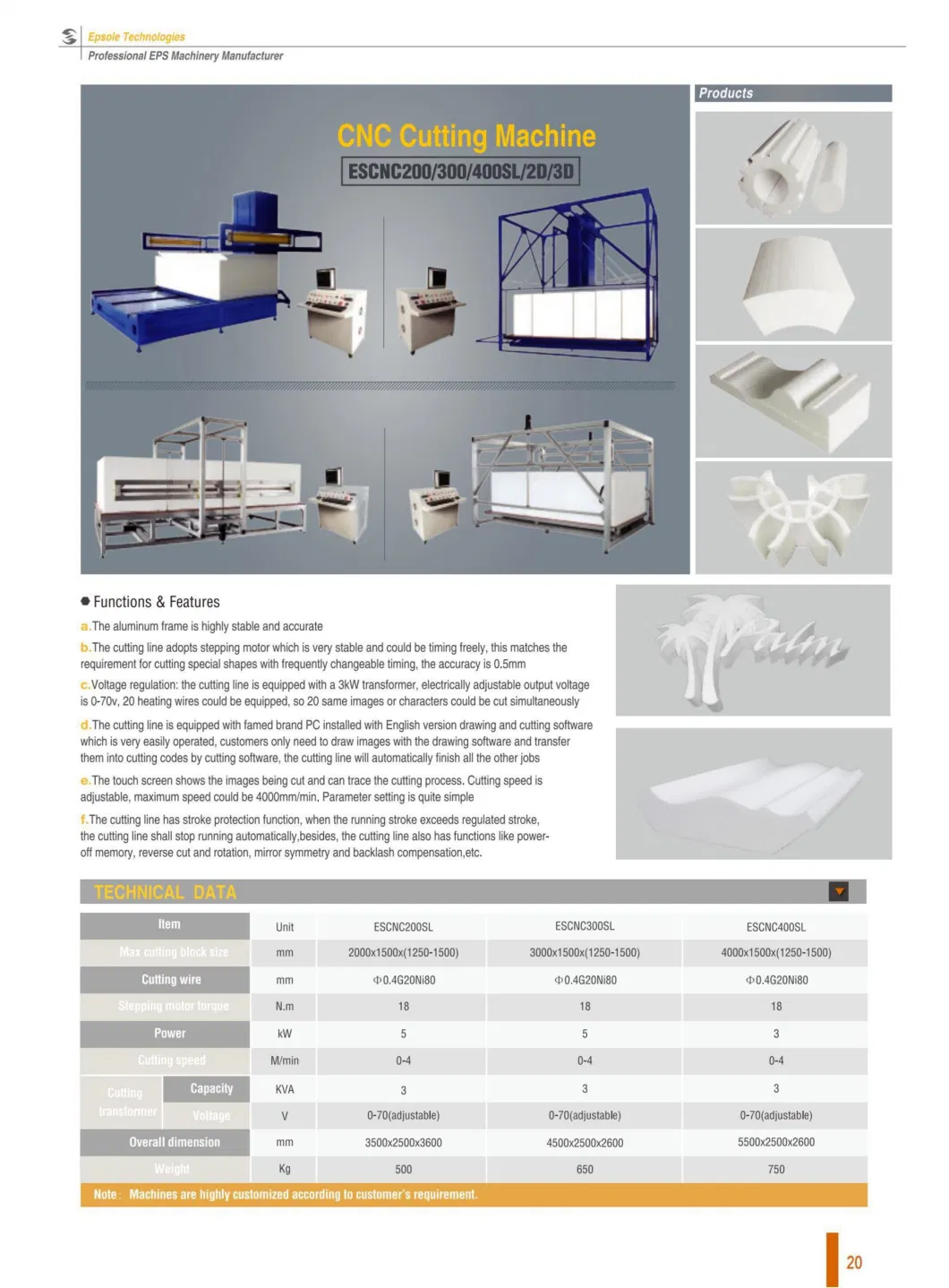 High Quality CNC EPS Polystyrene Block Cutting Machine